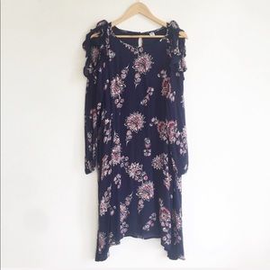 Old Navy | Navy Floral Ruffle Cold Shoulder Dress